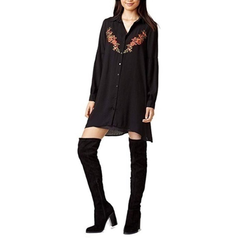 New Jack Spense Embroidered Floral Shirtdress sz S